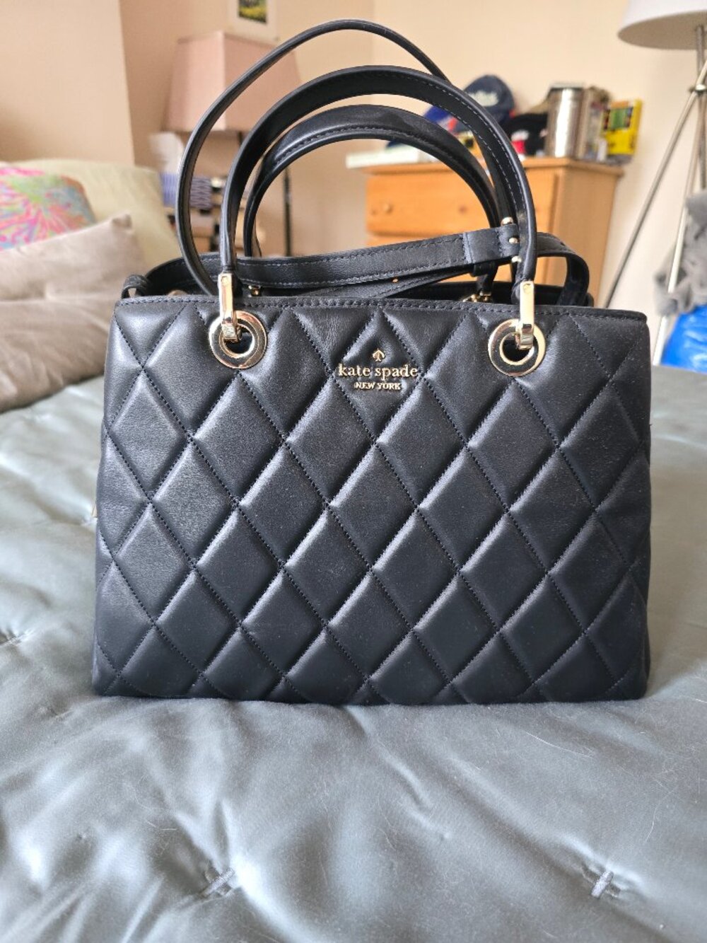 BNWT Black Black Kate Spade New York Carey Quilted Sullivan Handbag Purse